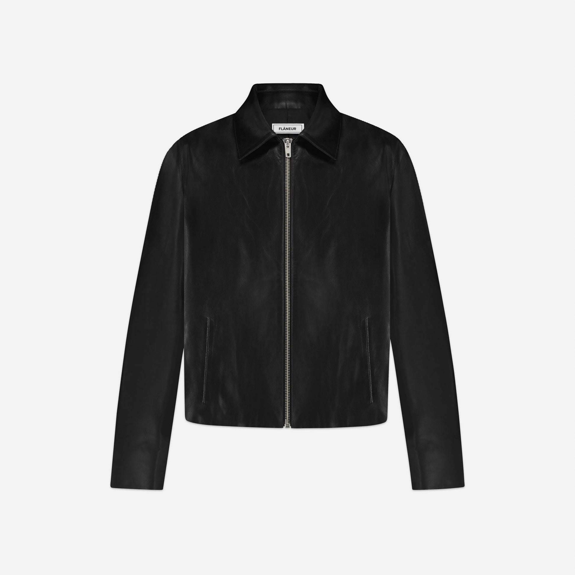 Leather Blouson Worker Jacket Black