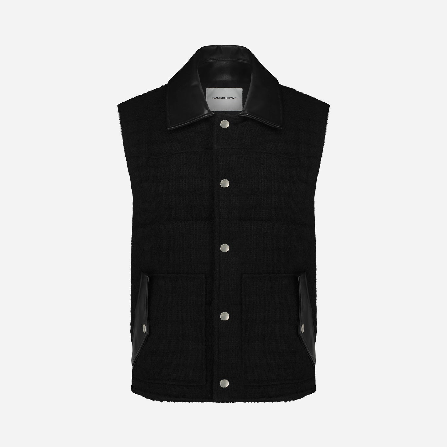 Padded Gilet in Black Tweed