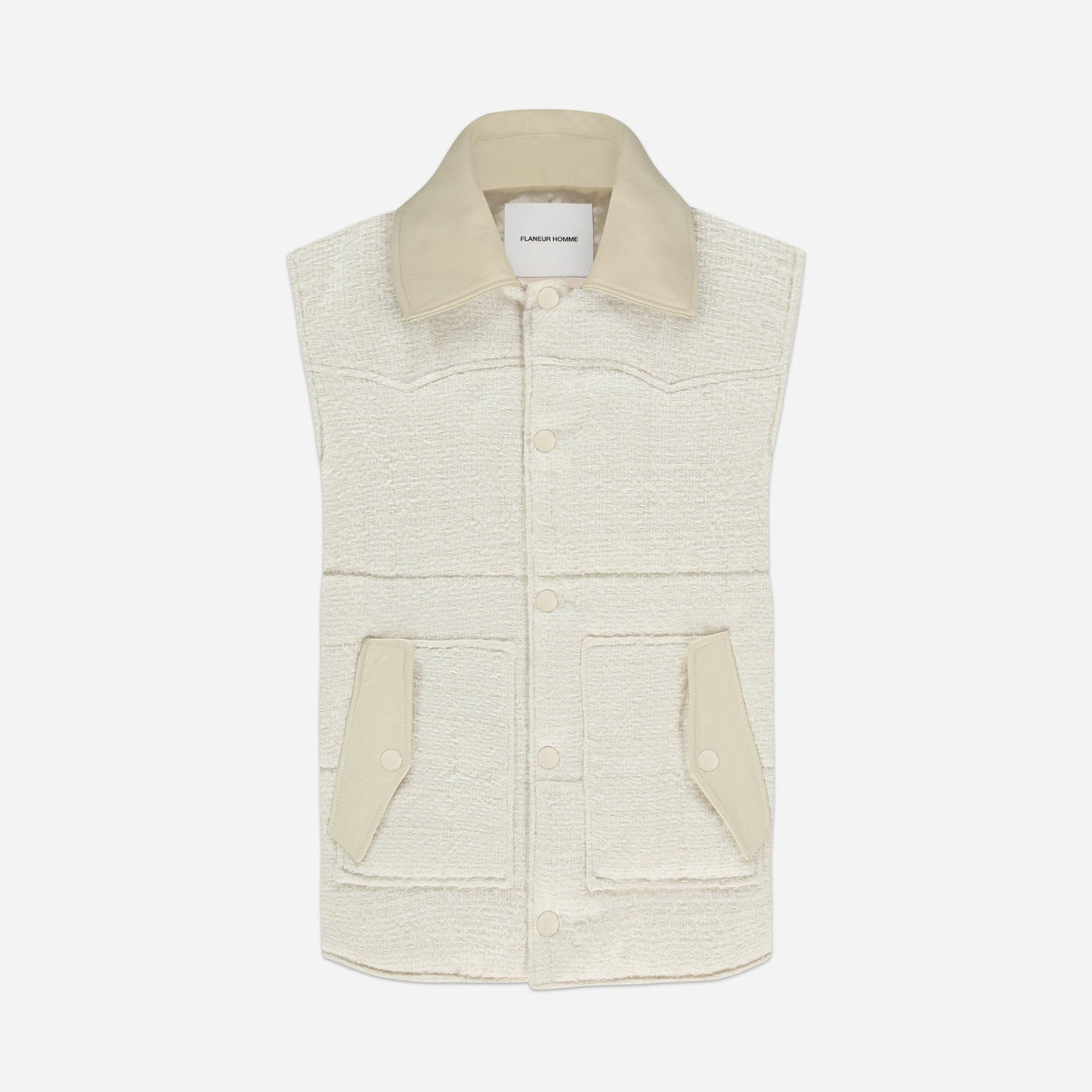 Padded Gilet in Ecru Tweed
