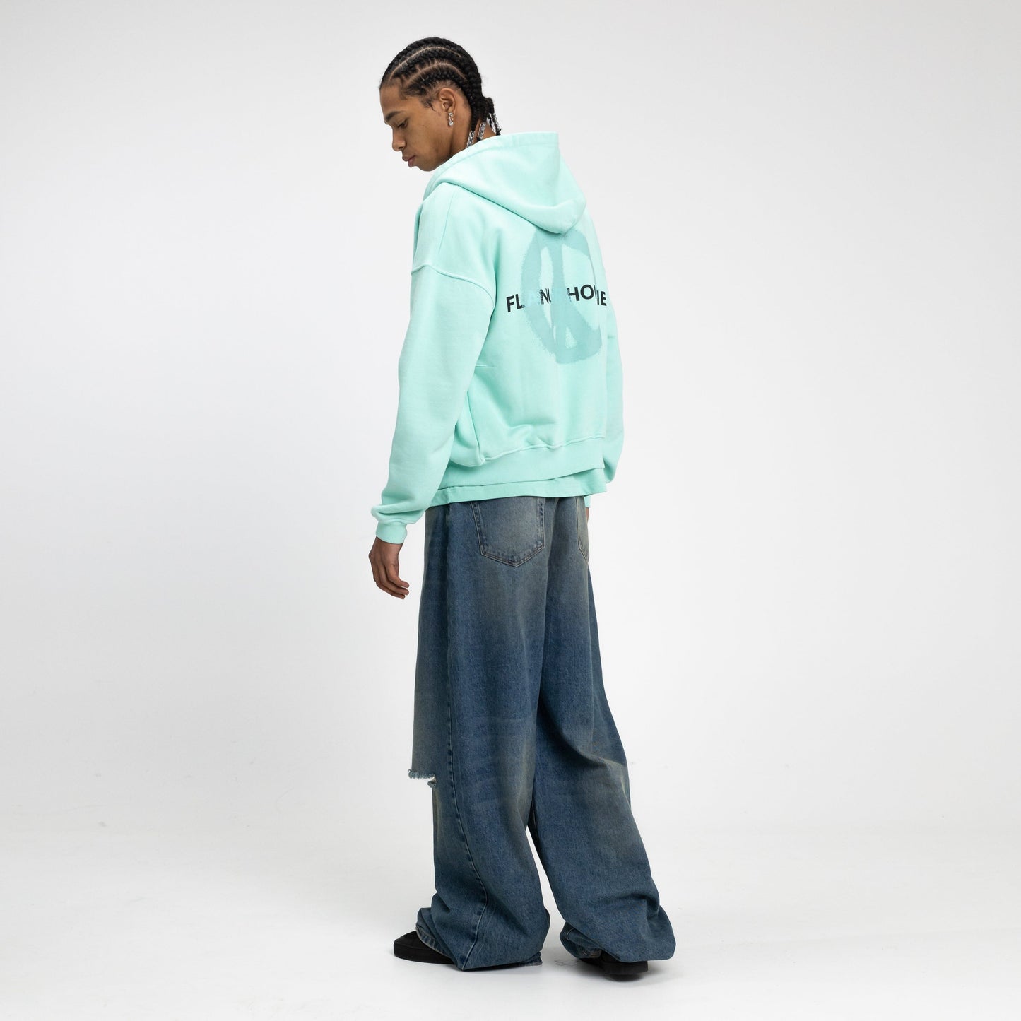 Peace Zip-Up Hoodie in Tiffany