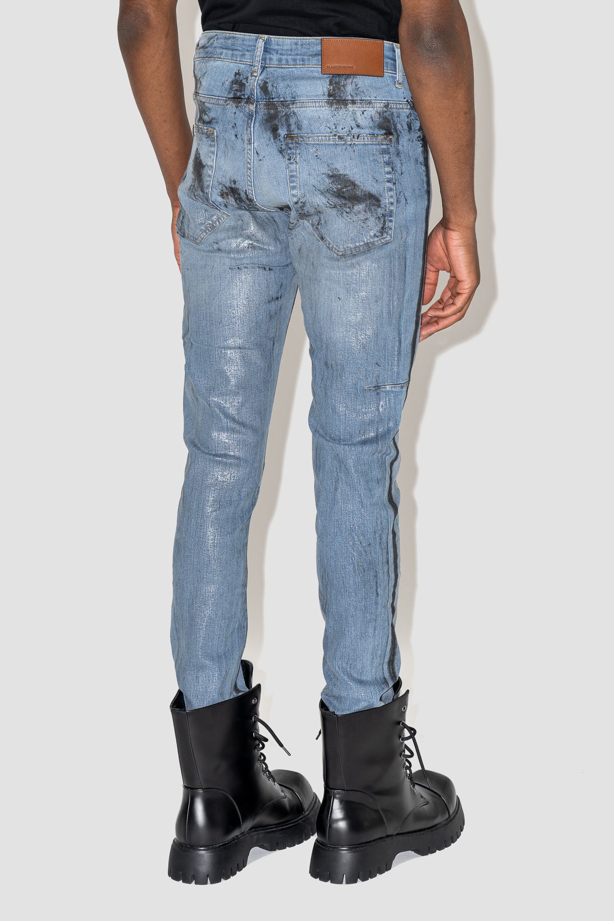 Skinny in Dirty Waxed Blue Denim