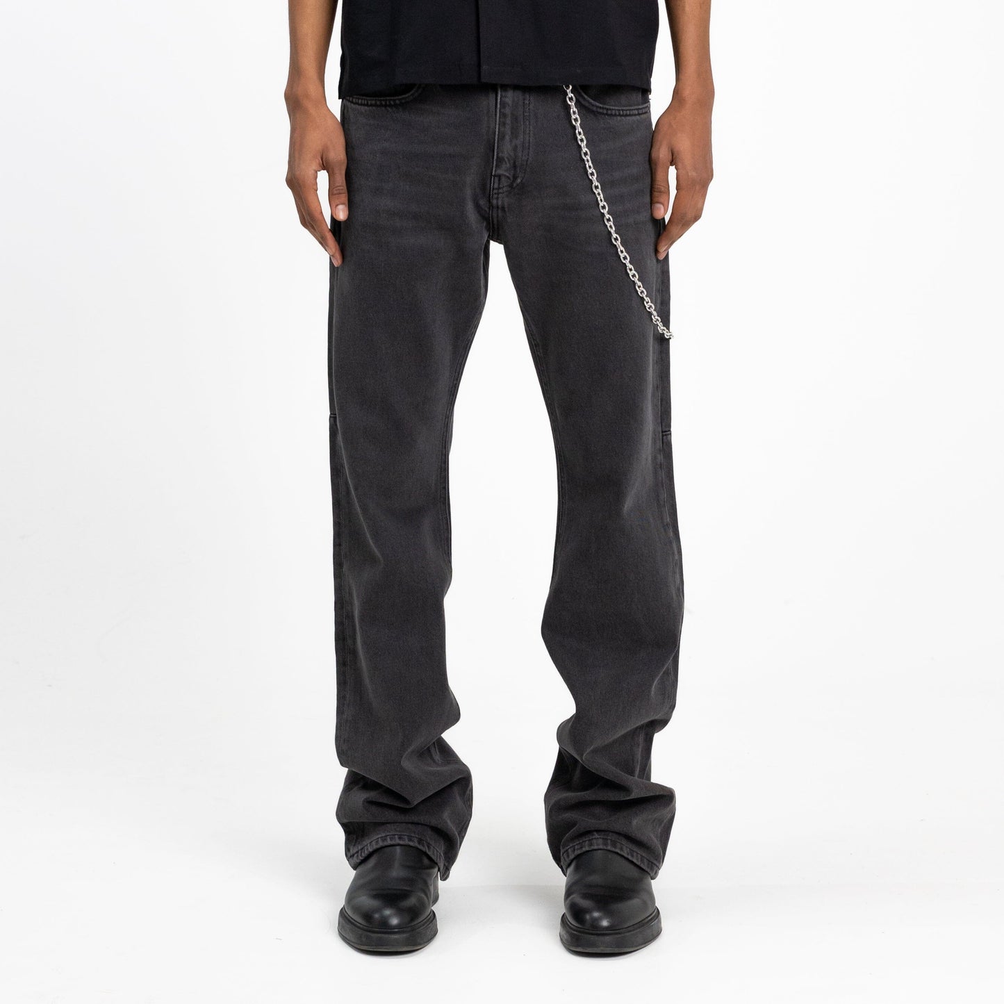 Straight Bootcut Jeans in Ash Grey Denim