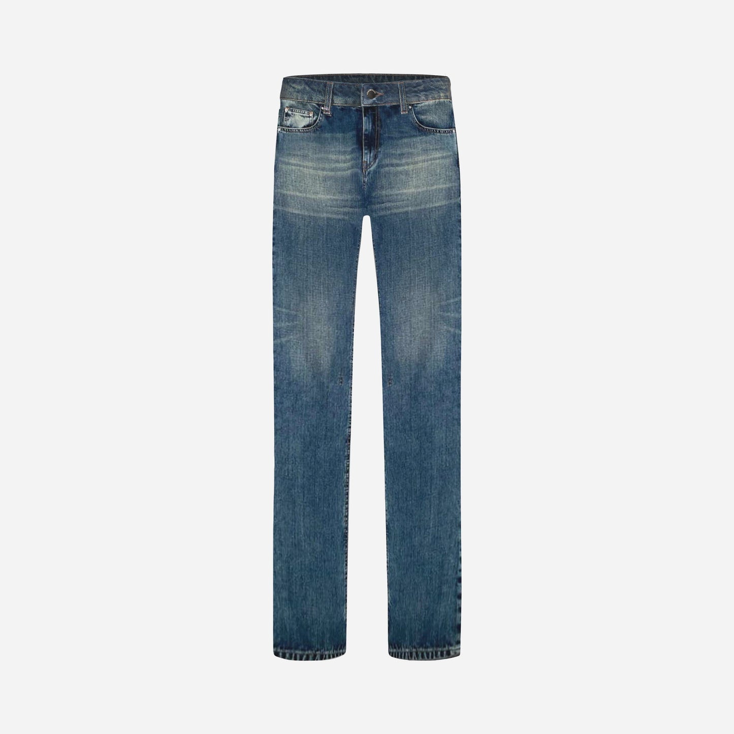 Straight Jeans in Aged Blue Denim