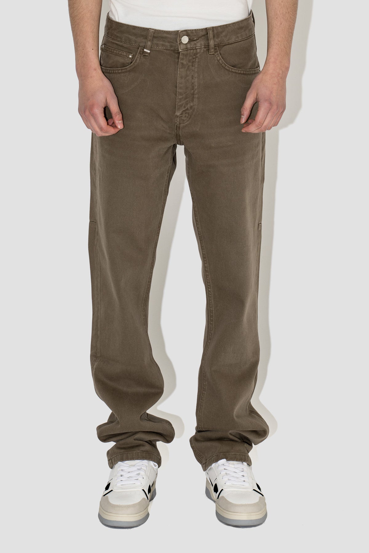 Straight Jeans in Olive Washed Denim