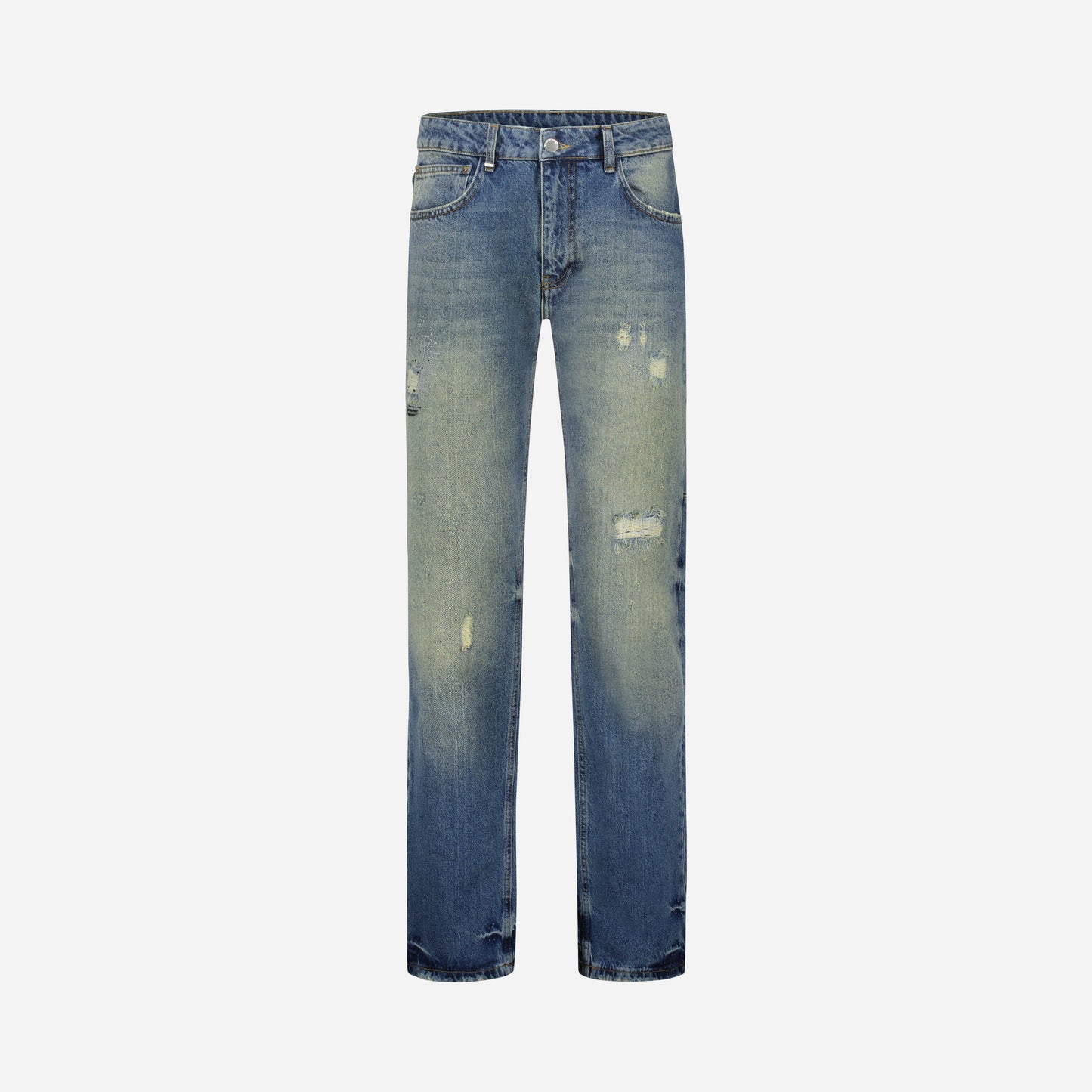 Straight Jeans in Repaired Mojave Denim