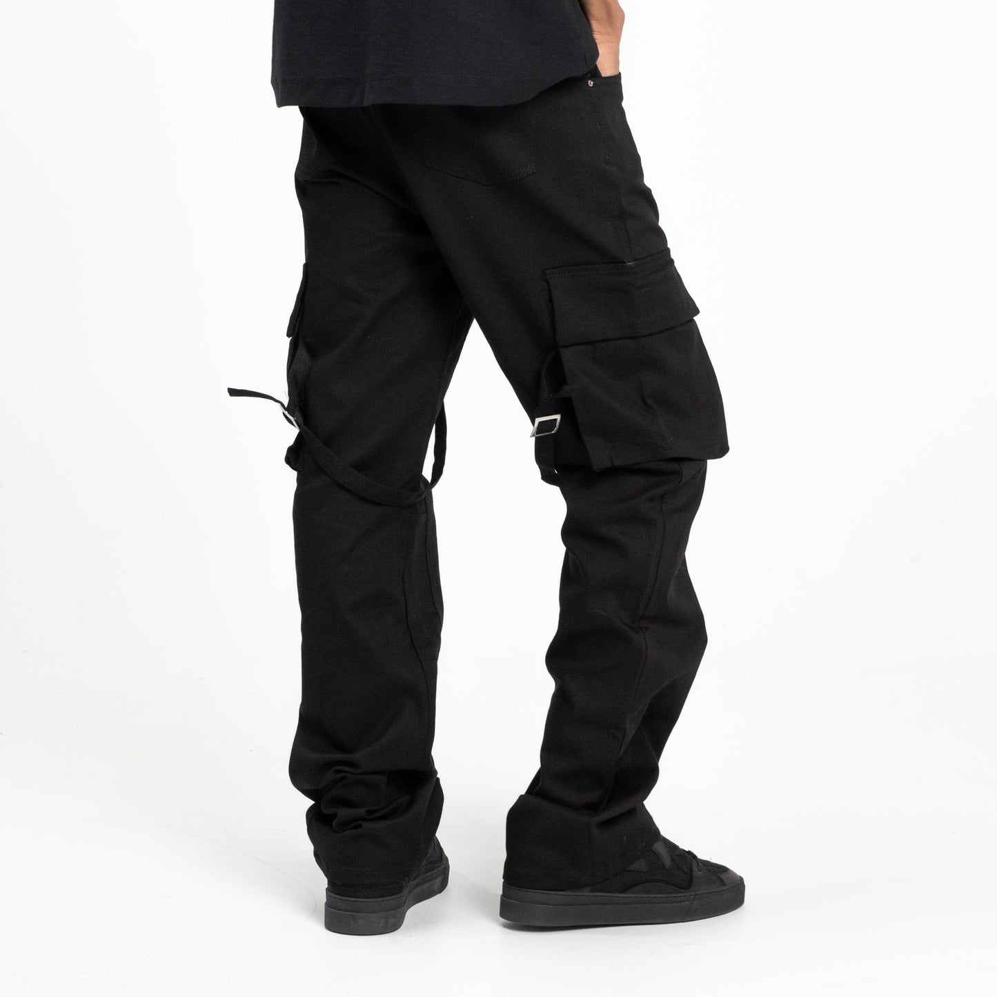 Strap Cargo Pants in Black