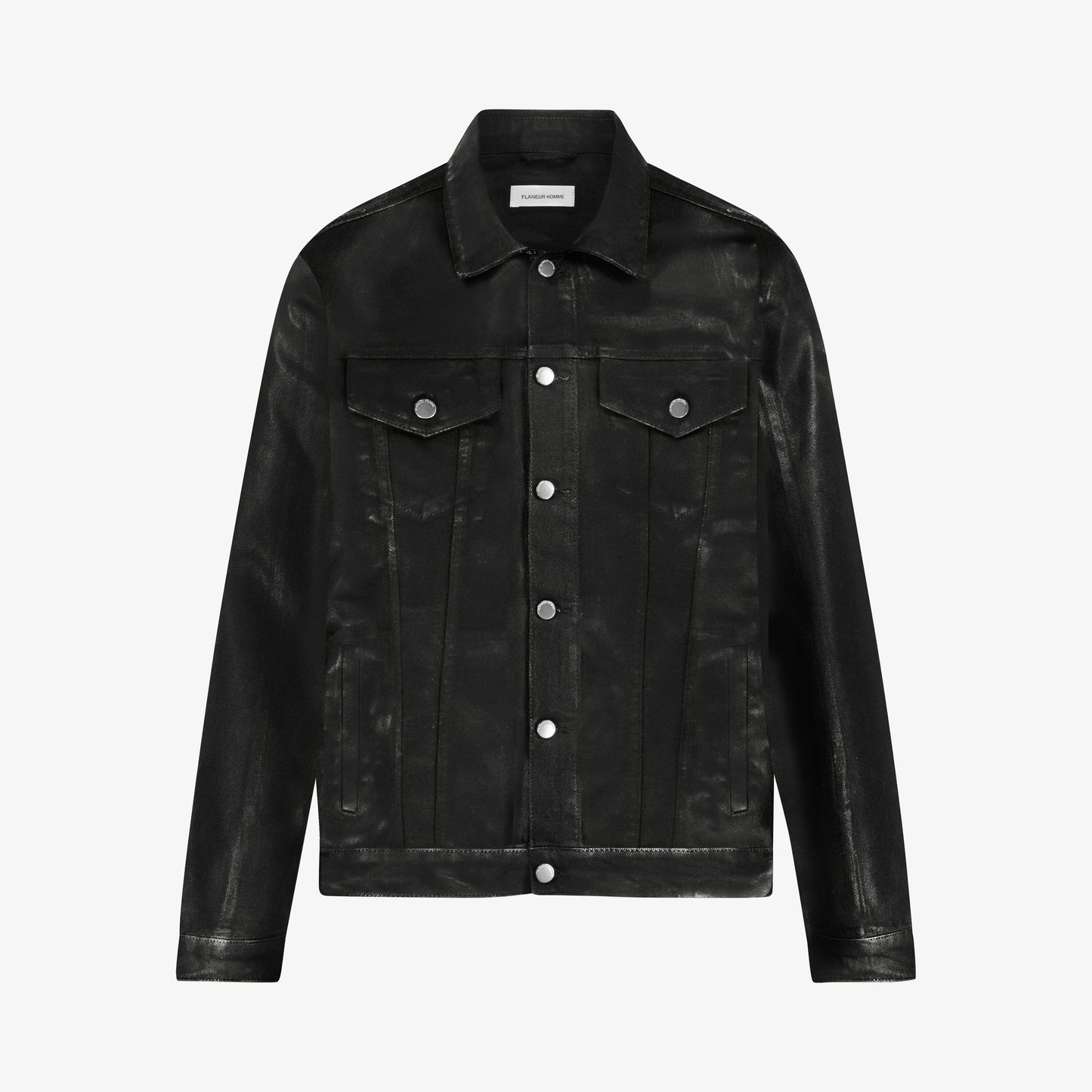 Trucker Jacket in Waxed Black Denim