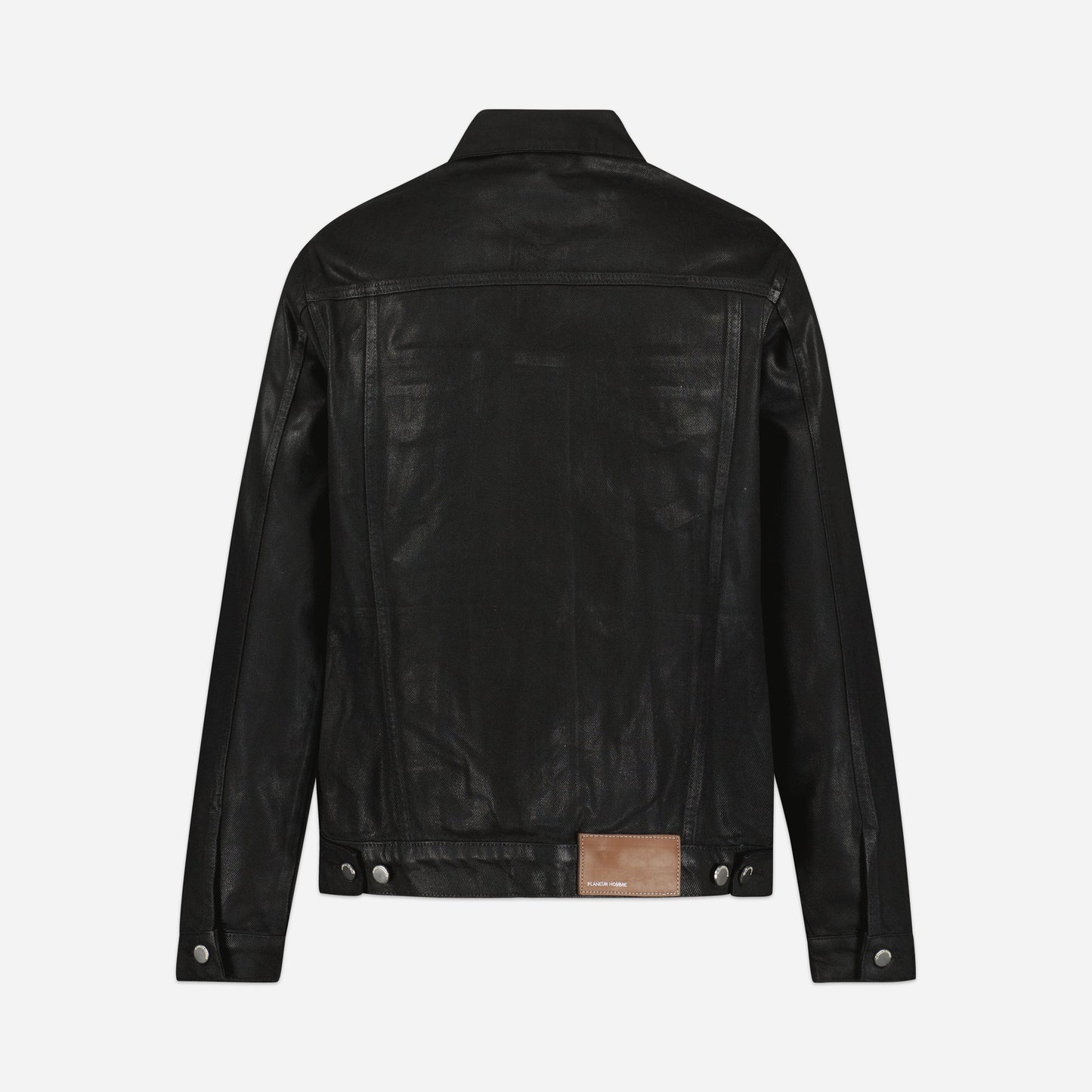 Trucker Jacket in Waxed Black Denim