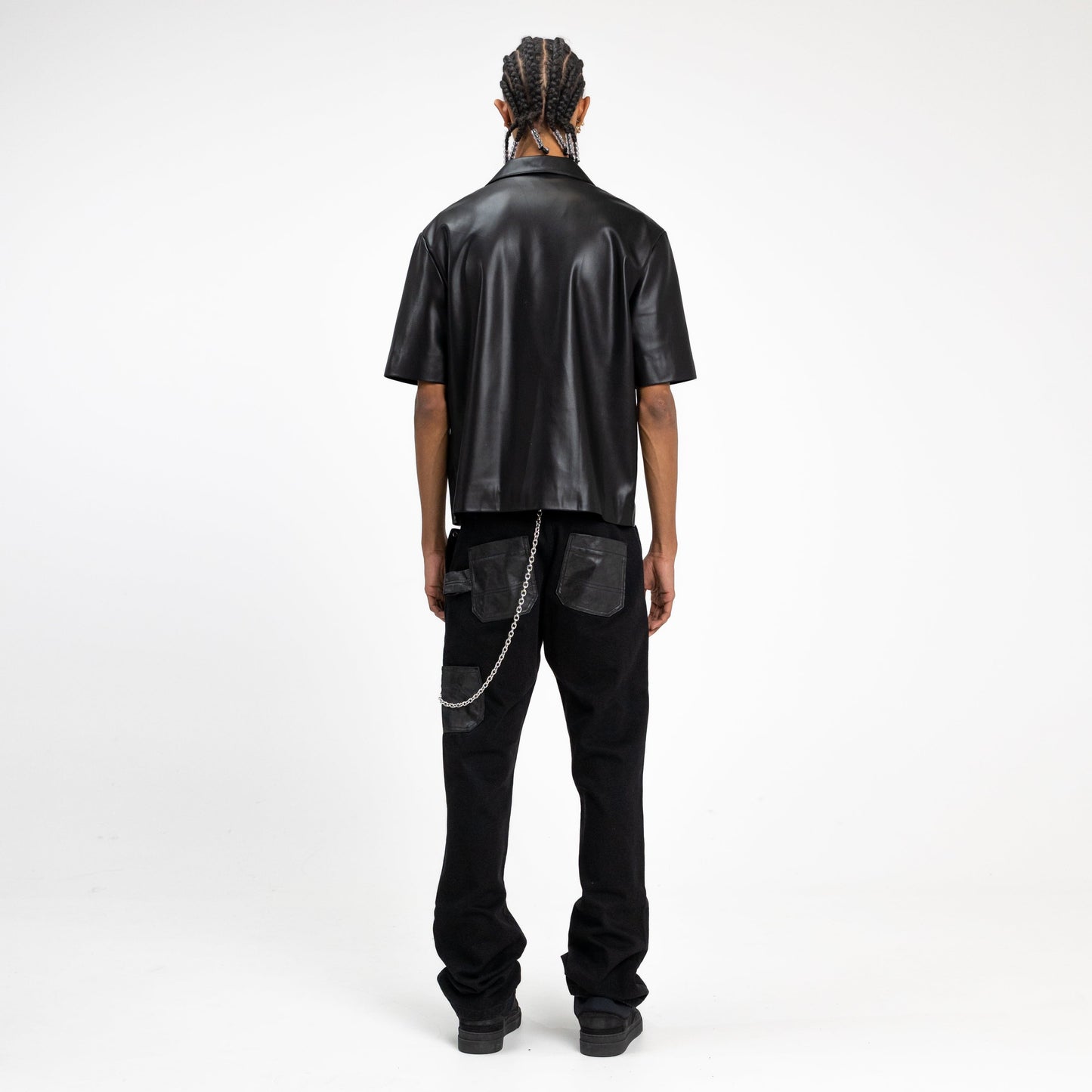 Vegan Leather Blouse in Black