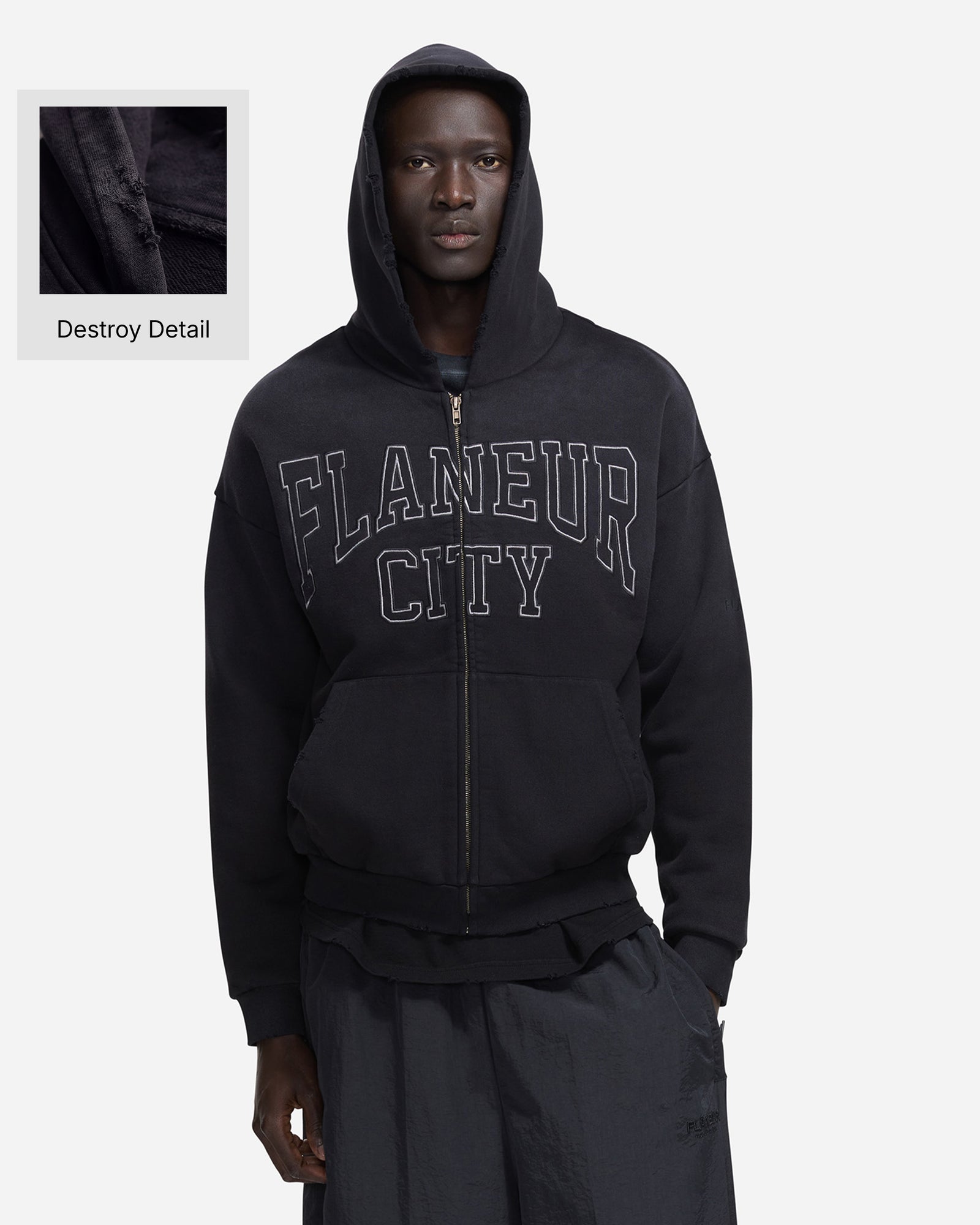 City College Zip-Up | Washed Black