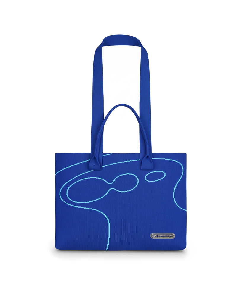 Record Label Knitted Tote Bag | Blue