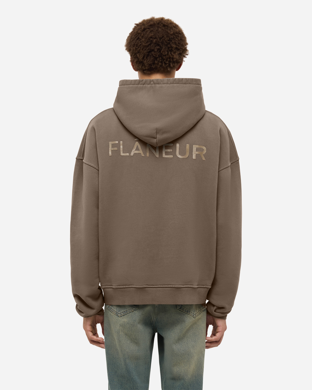 Double Logo Washed Hoodie (500GSM) | Brown