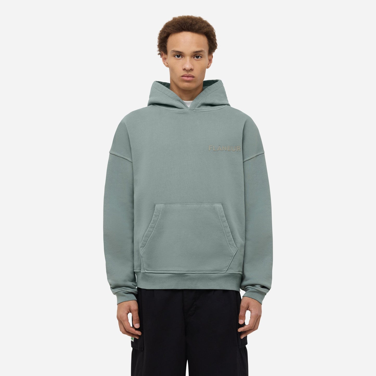 Double Logo Washed Hoodie (500GSM) | Sage