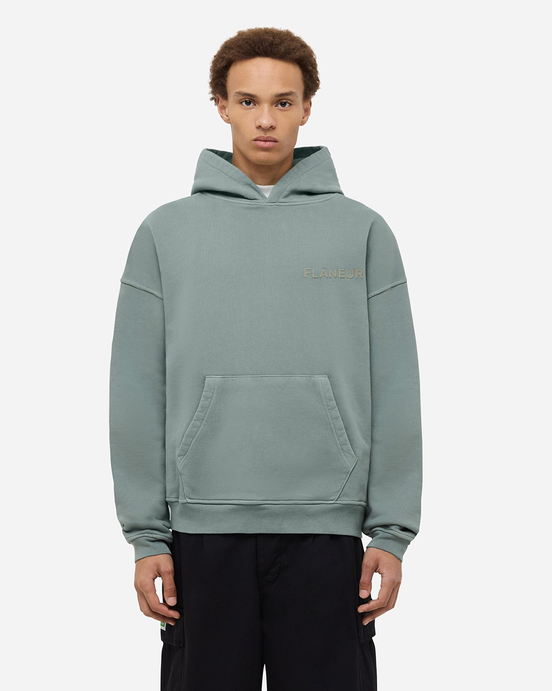Double Logo Washed Hoodie (500GSM) | Sage