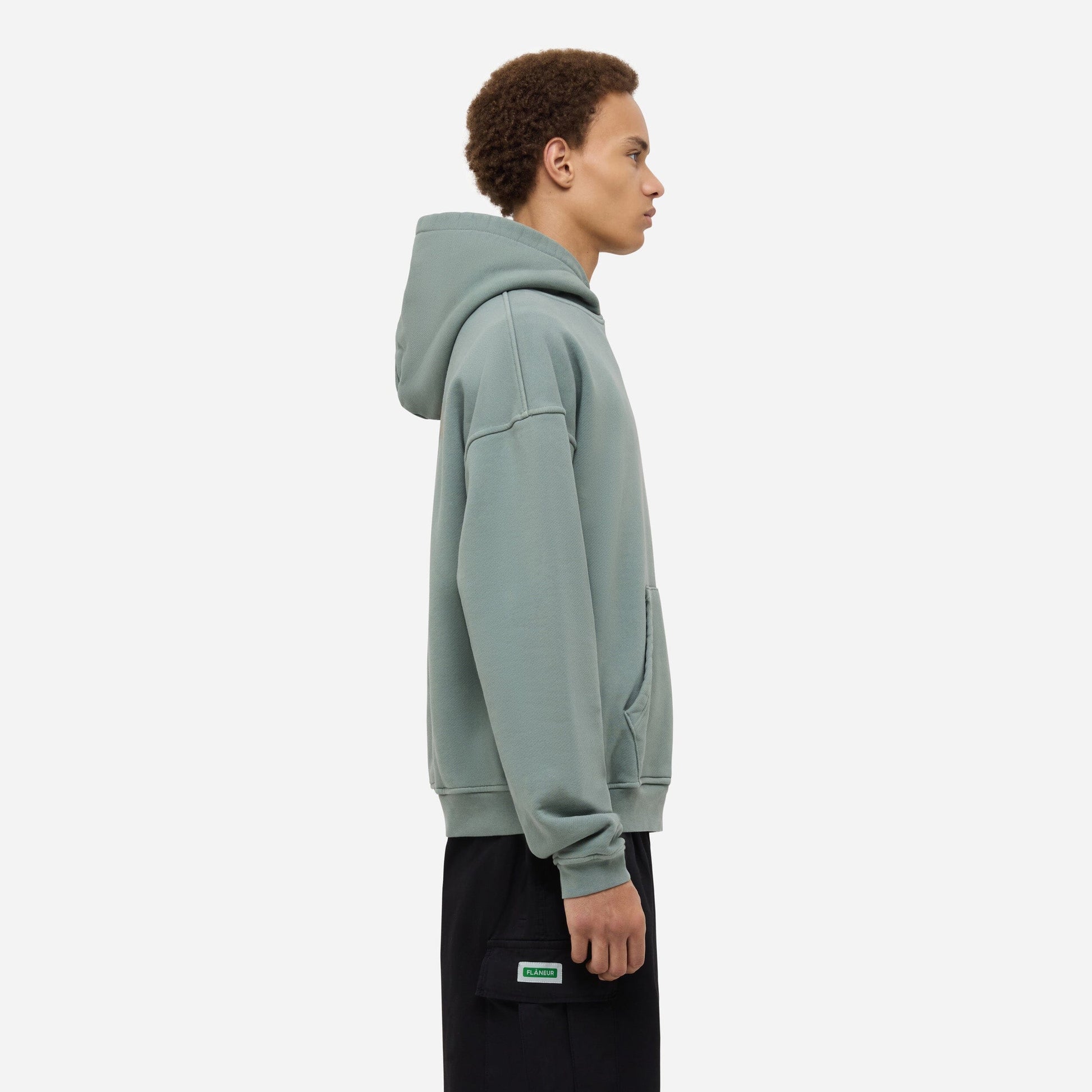 Double Logo Washed Hoodie (500GSM) | Sage