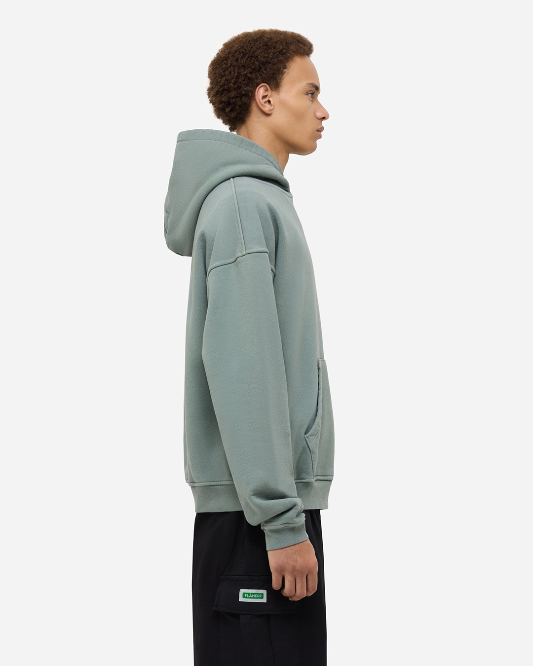 Double Logo Washed Hoodie (500GSM) | Sage