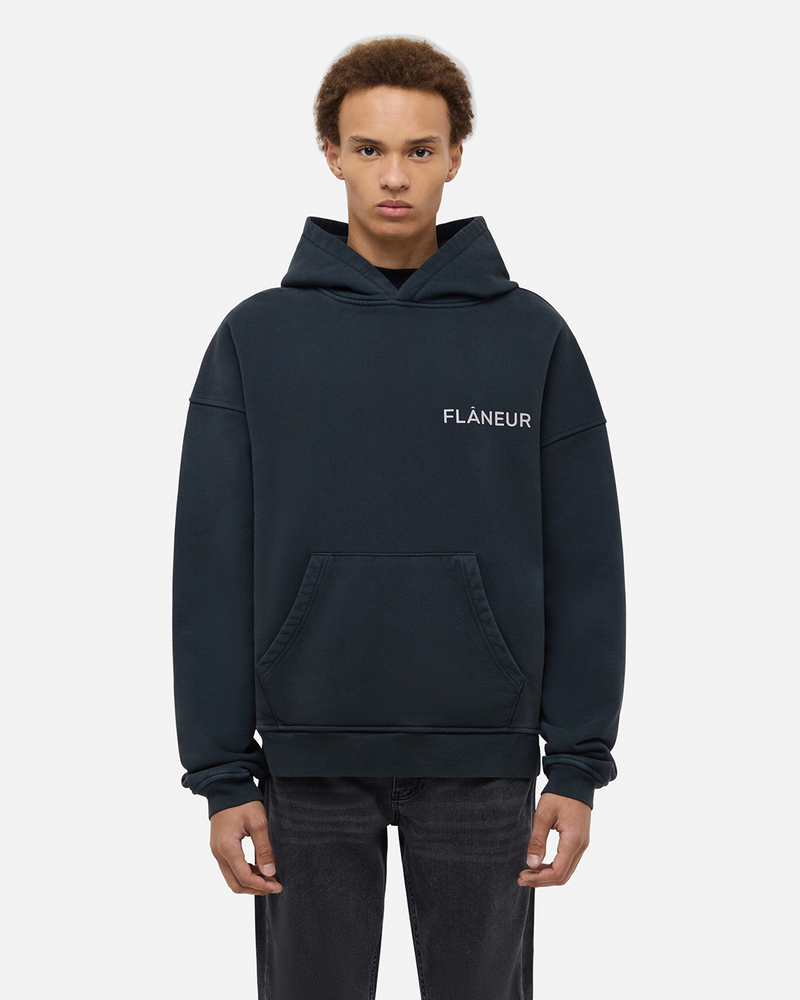 Double Logo Washed Hoodie (500GSM) | Black