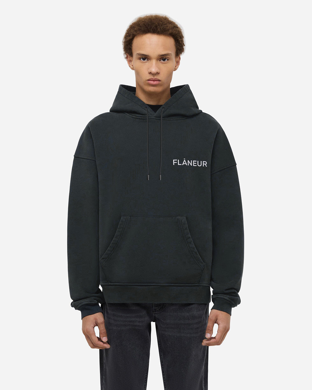 Double Logo Washed Hoodie (500GSM) | Black