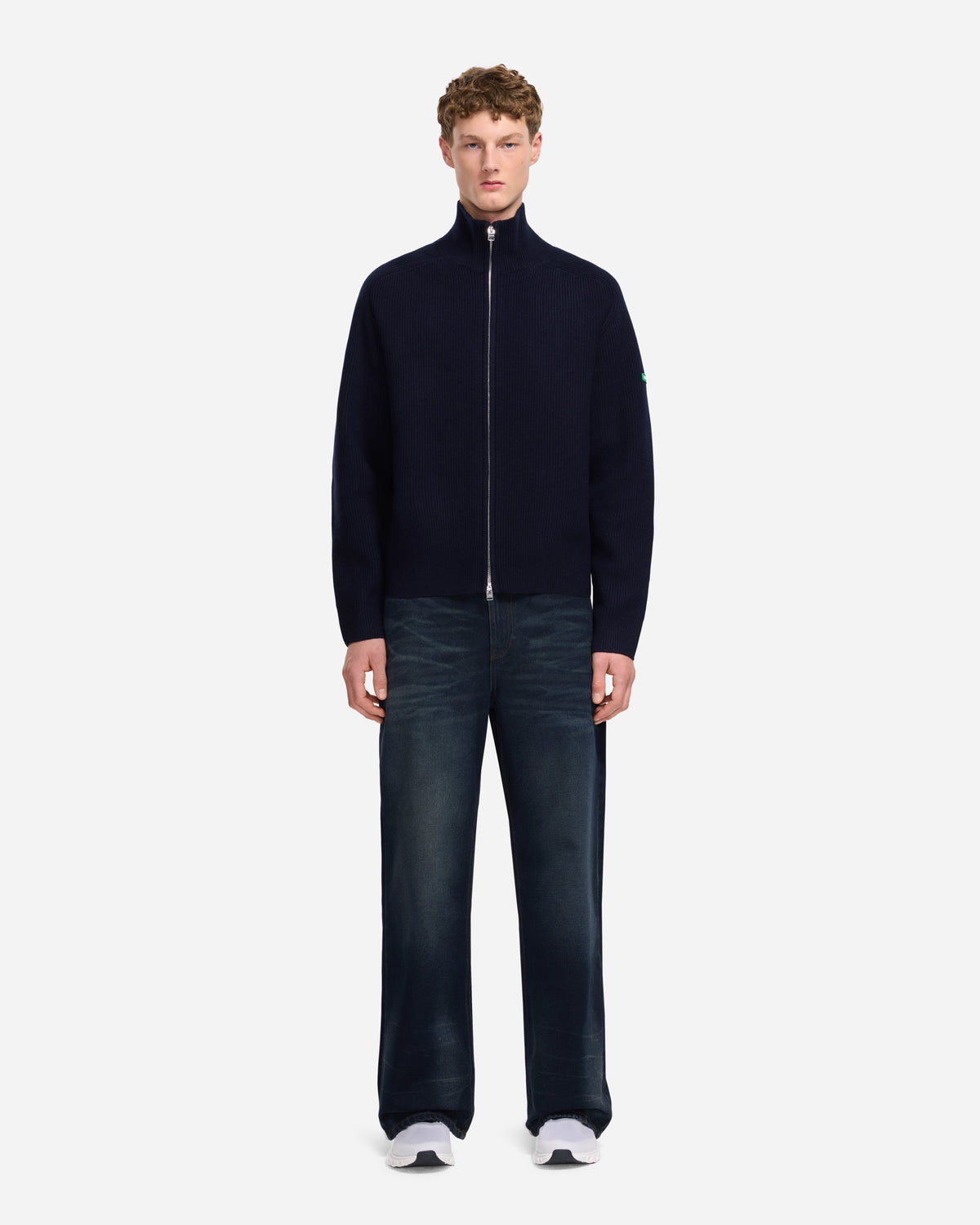 Badge Knit Cardigan | Navy