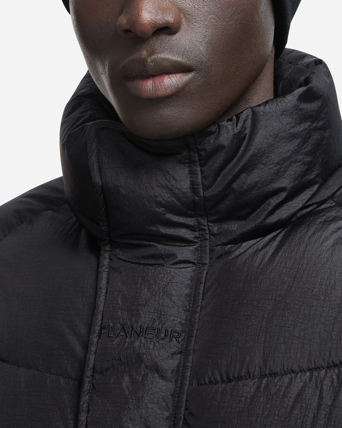Embroidered Puffer Jacket | Black