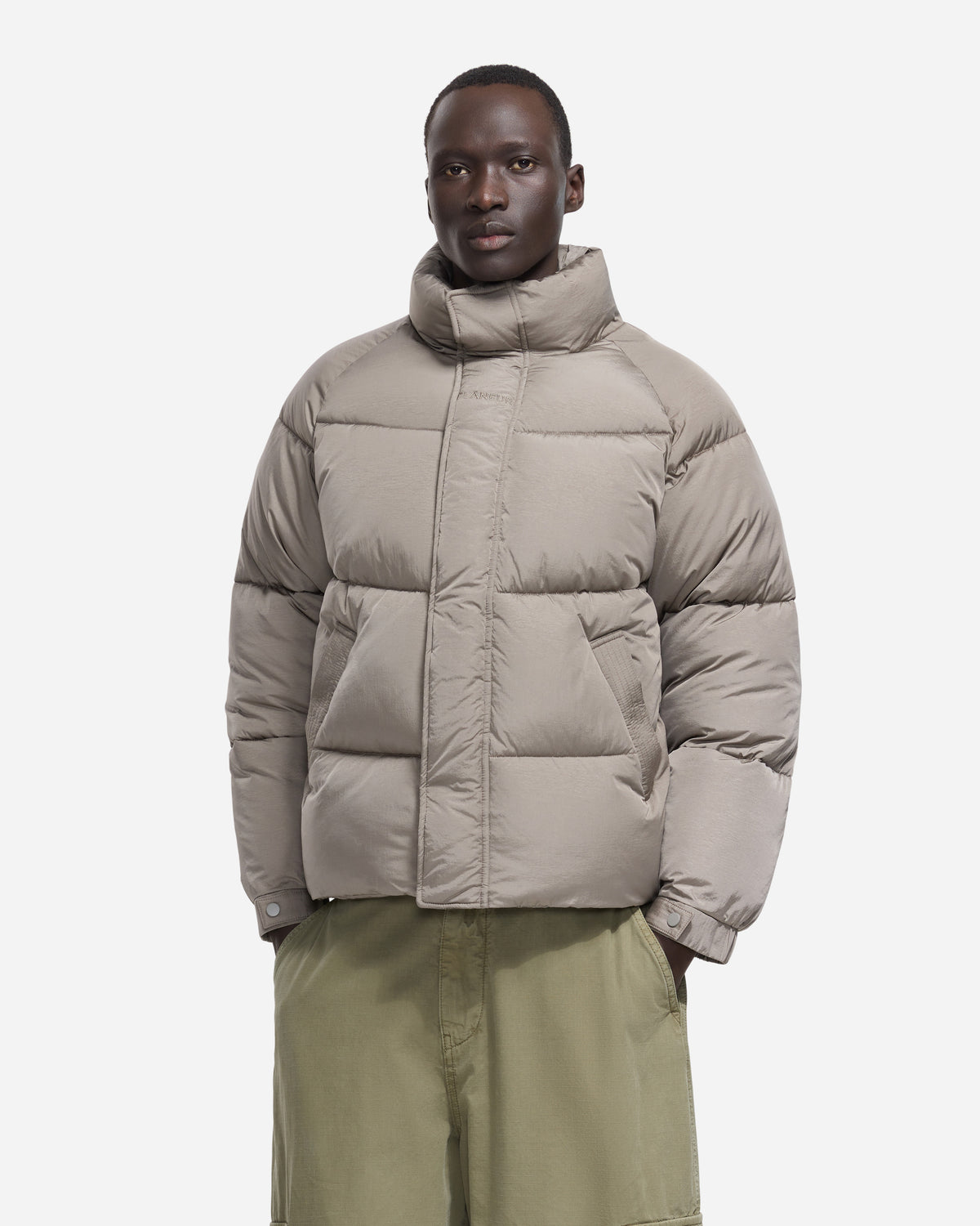 Embroidered Puffer Jacket | Sand