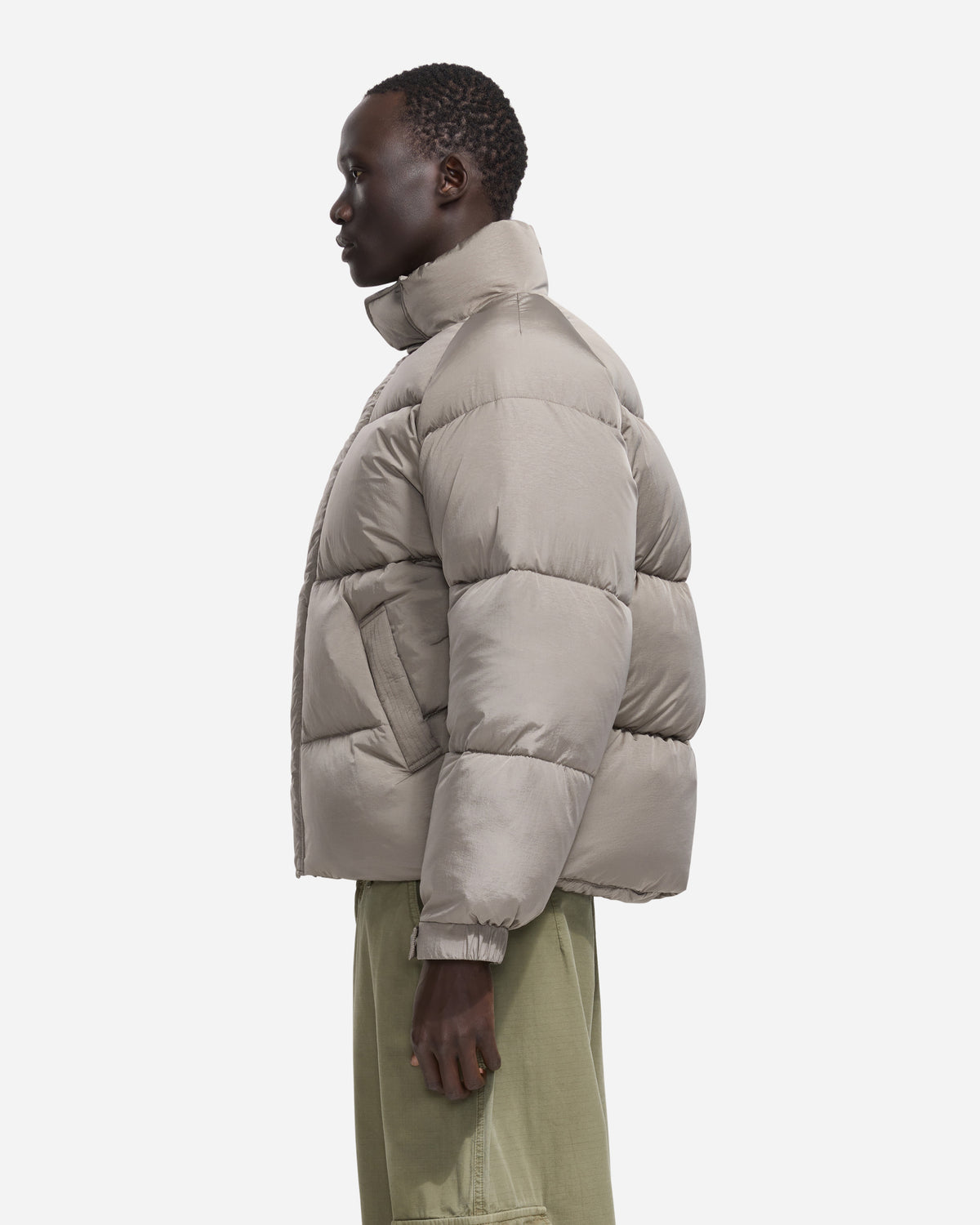 Embroidered Puffer Jacket | Sand