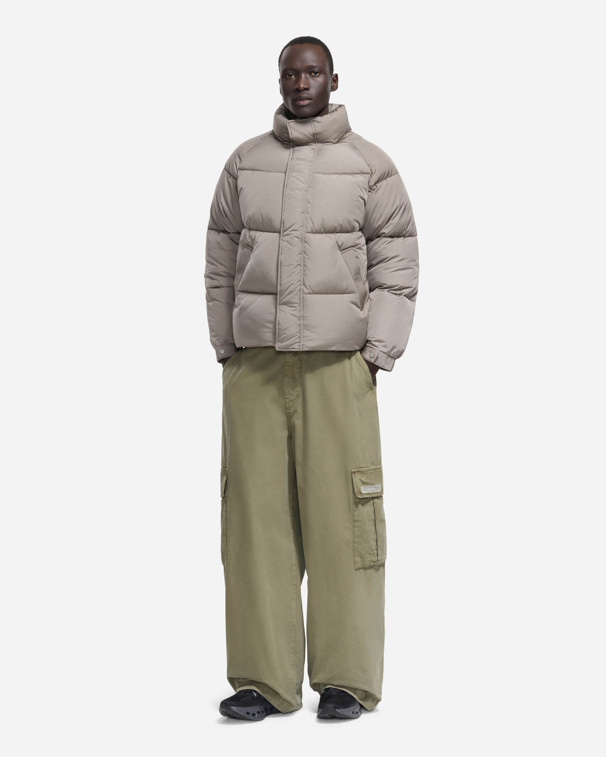 Embroidered Puffer Jacket | Sand