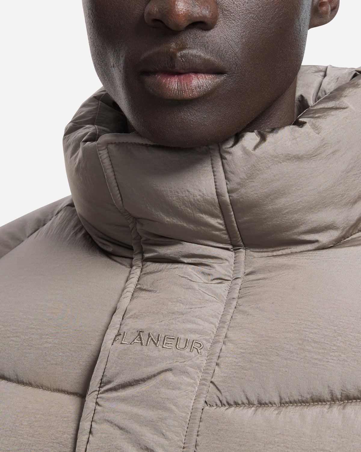 Embroidered Puffer Jacket | Sand