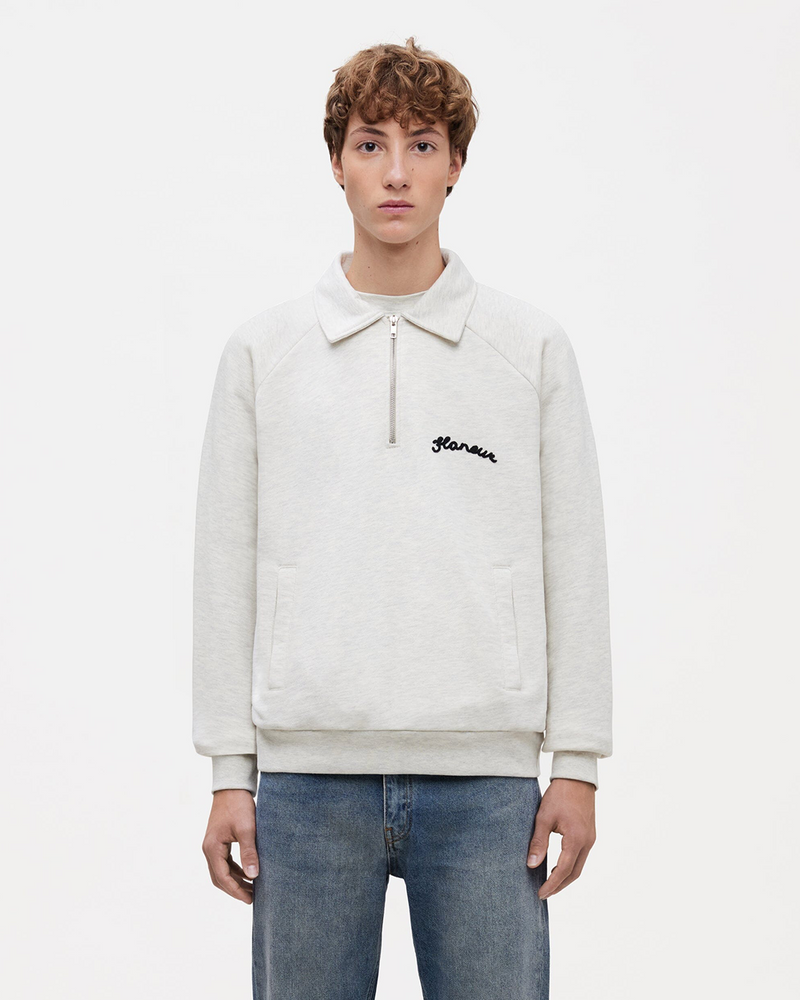 Signature Raglan Half Zip | Heather Cool Grey