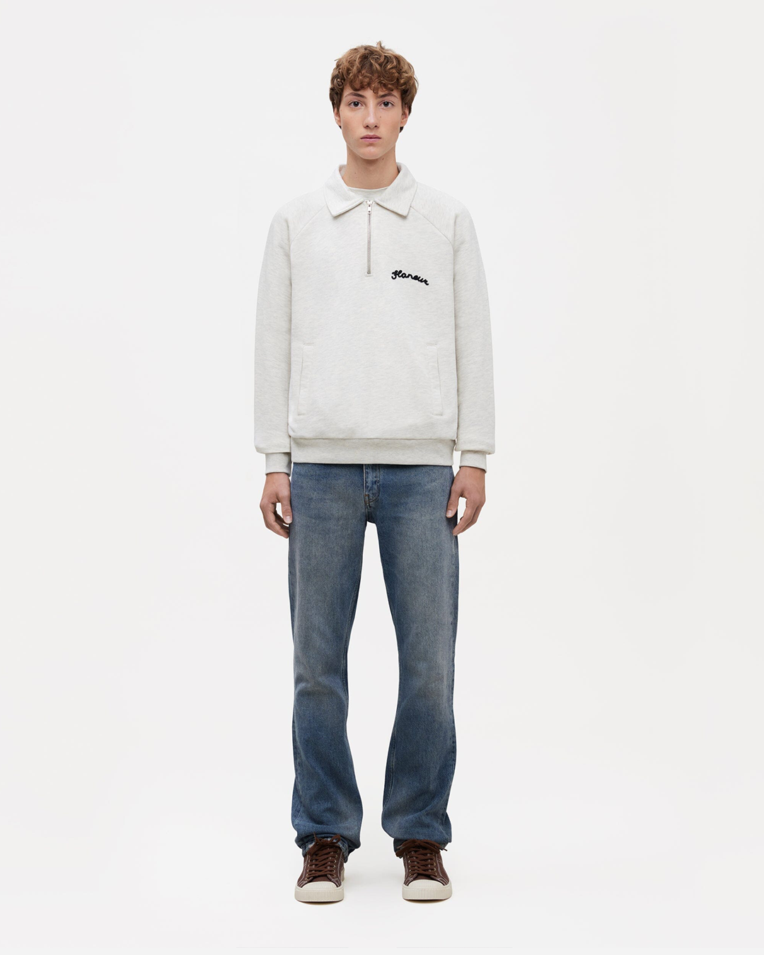 Signature Raglan Half Zip | Heather Cool Grey