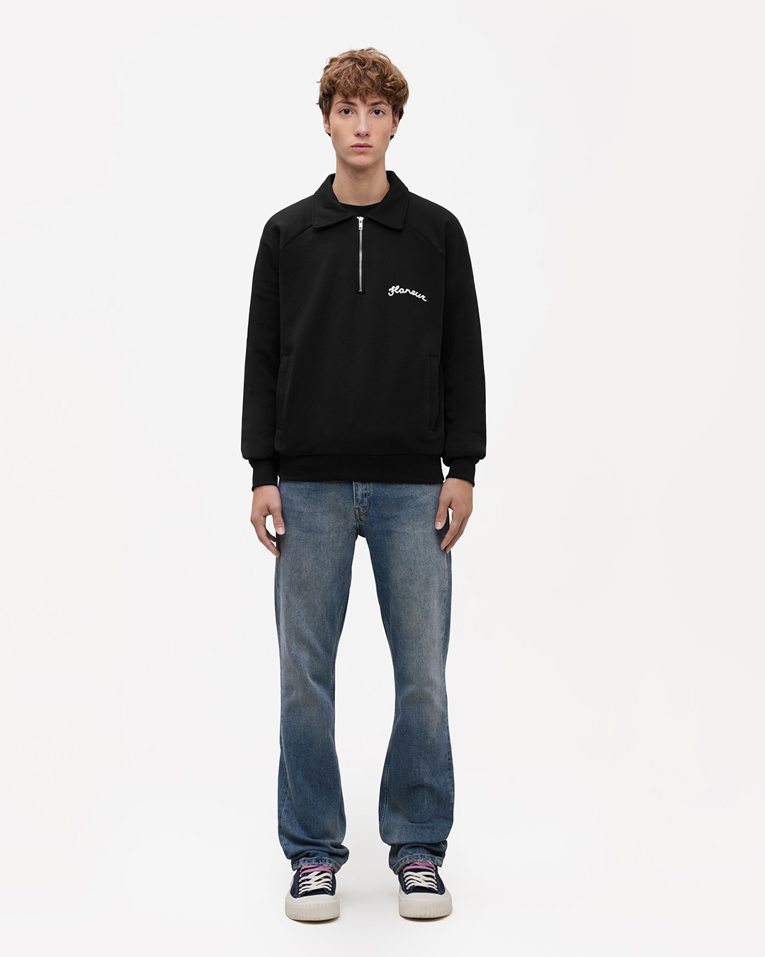 Signature Raglan Half Zip | Zwart