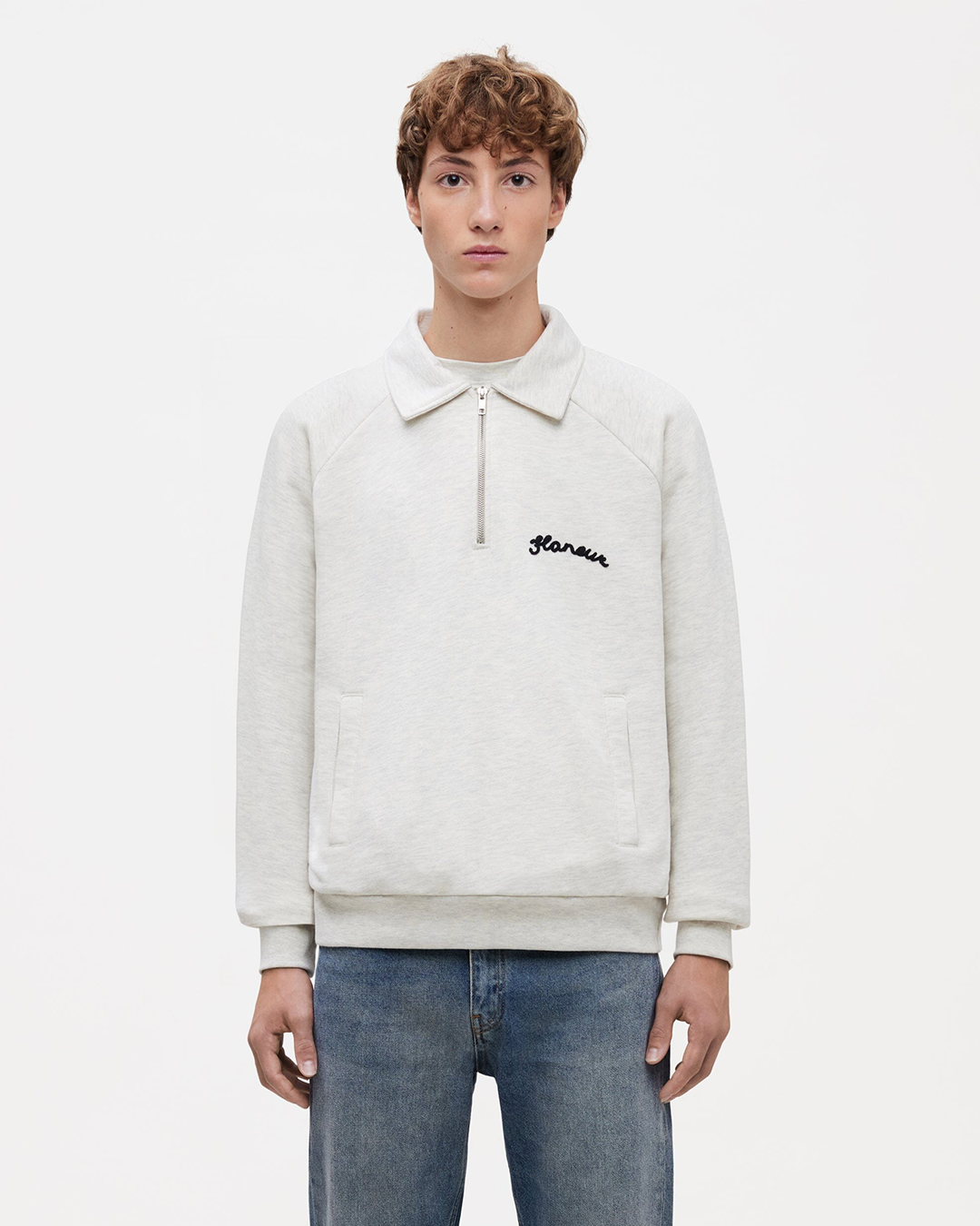 Signature Raglan Half Zip | Light Heather Grey