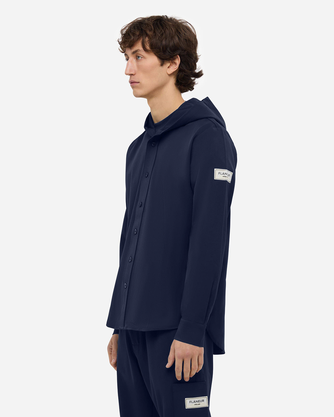 Atelier Hooded Shirt | Navy