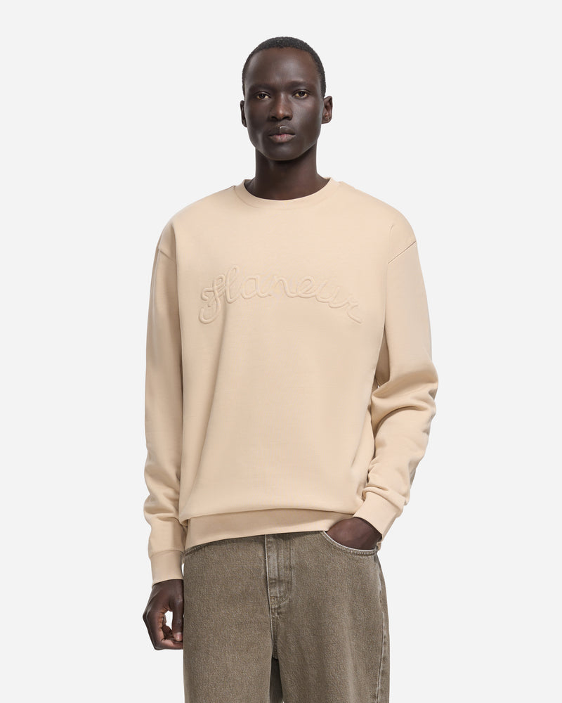 Signature Outline Sweater Embossed Logo | Creme