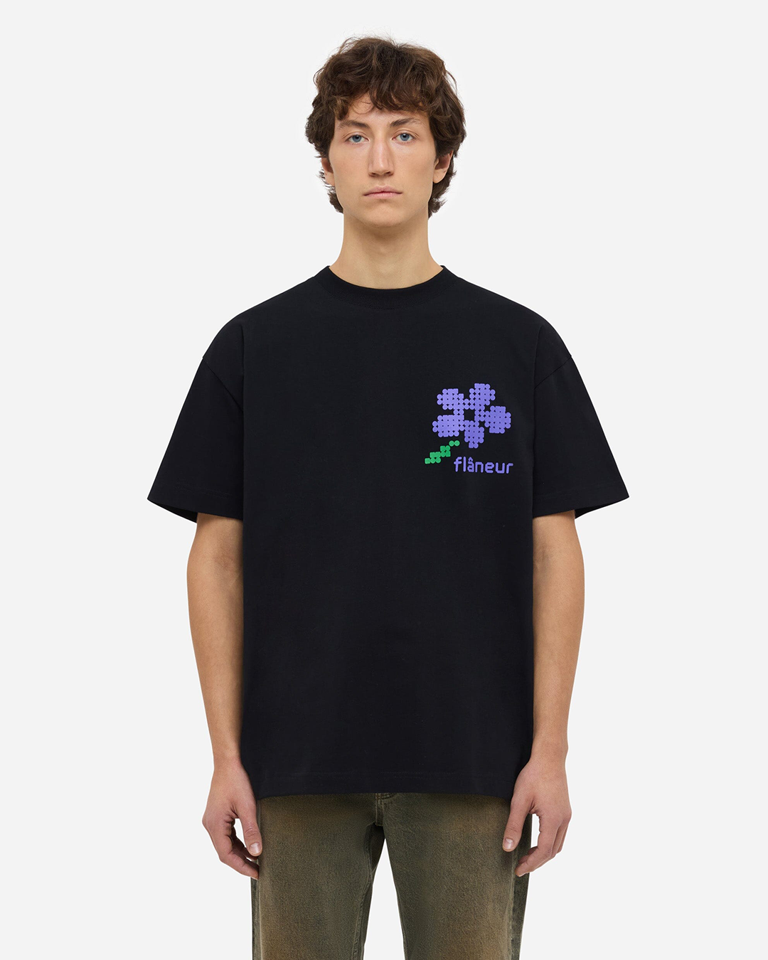 Pixel Flower T-Shirt | Schwarz