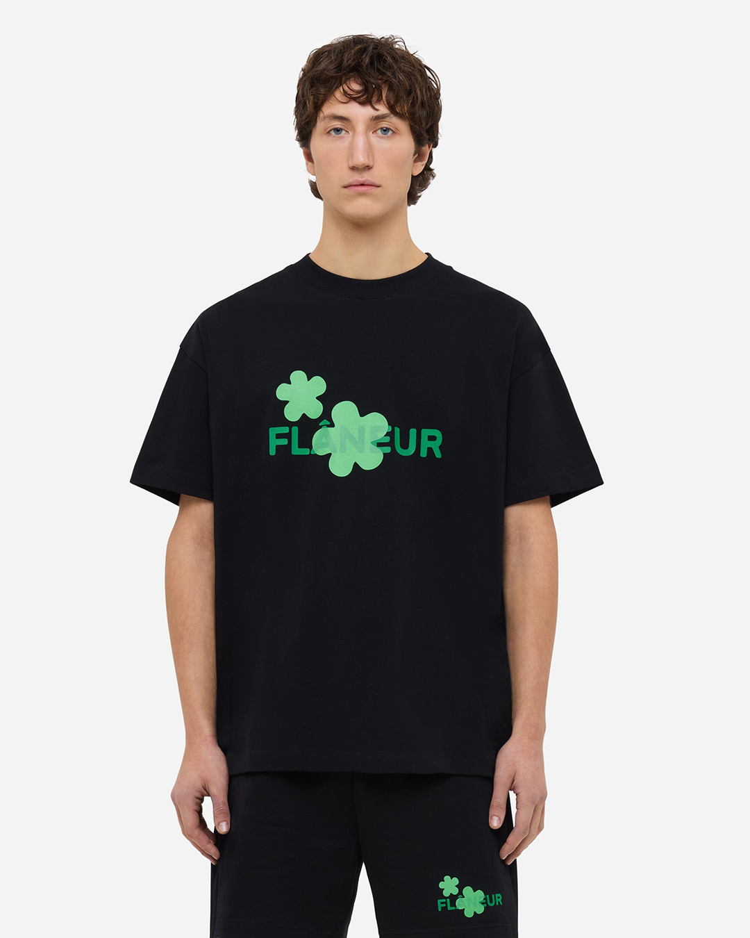 Bio-Blumen-T-Shirt | Schwarz