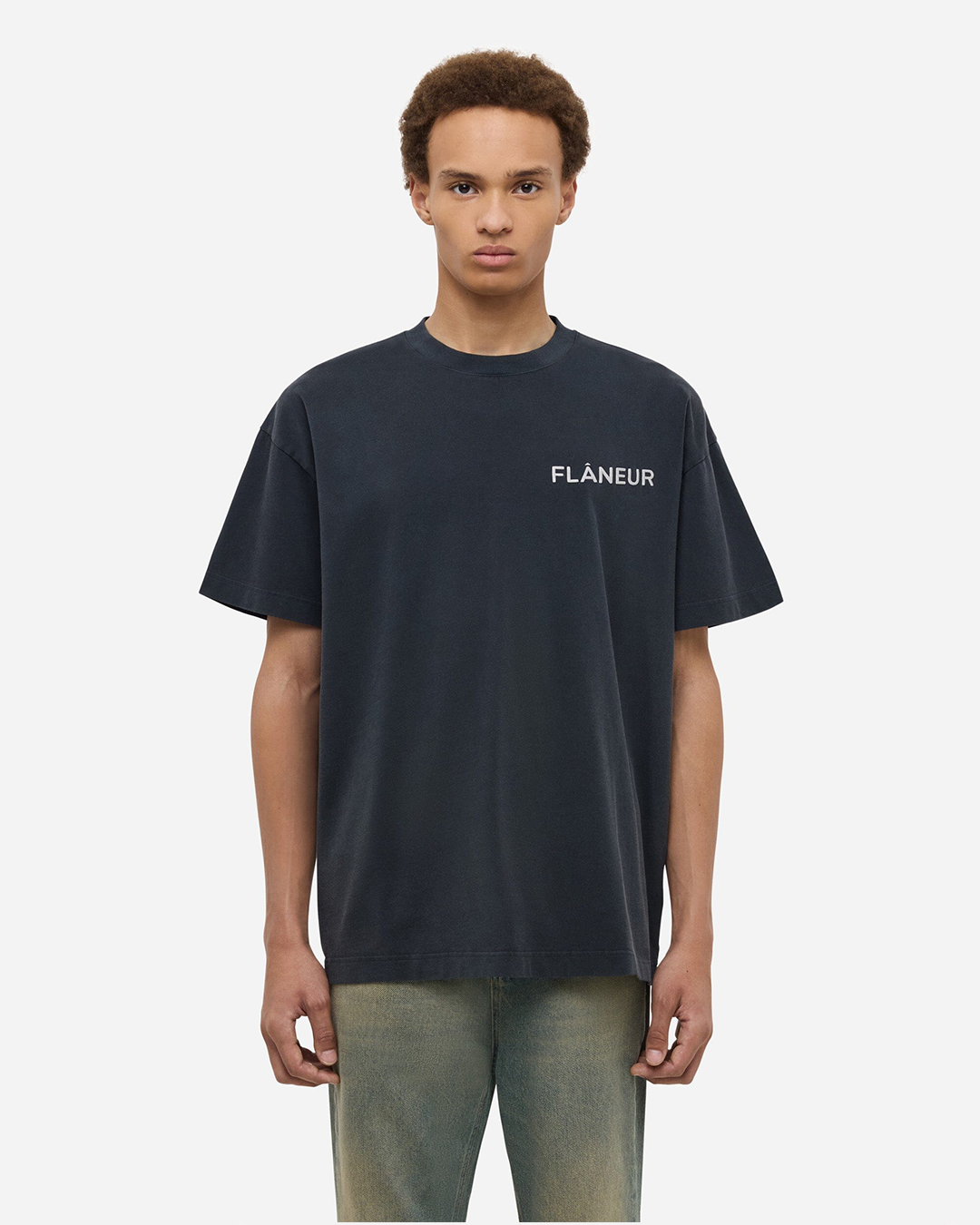 Double Logo Washed T-Shirt | Zwart