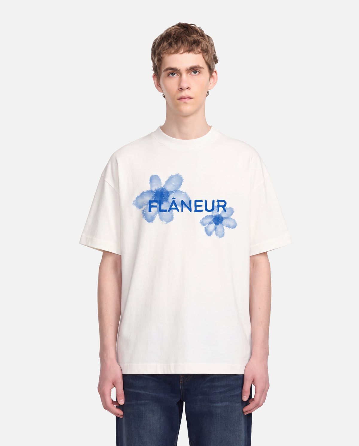 Floral Watercolor T-shirt | White/Blue