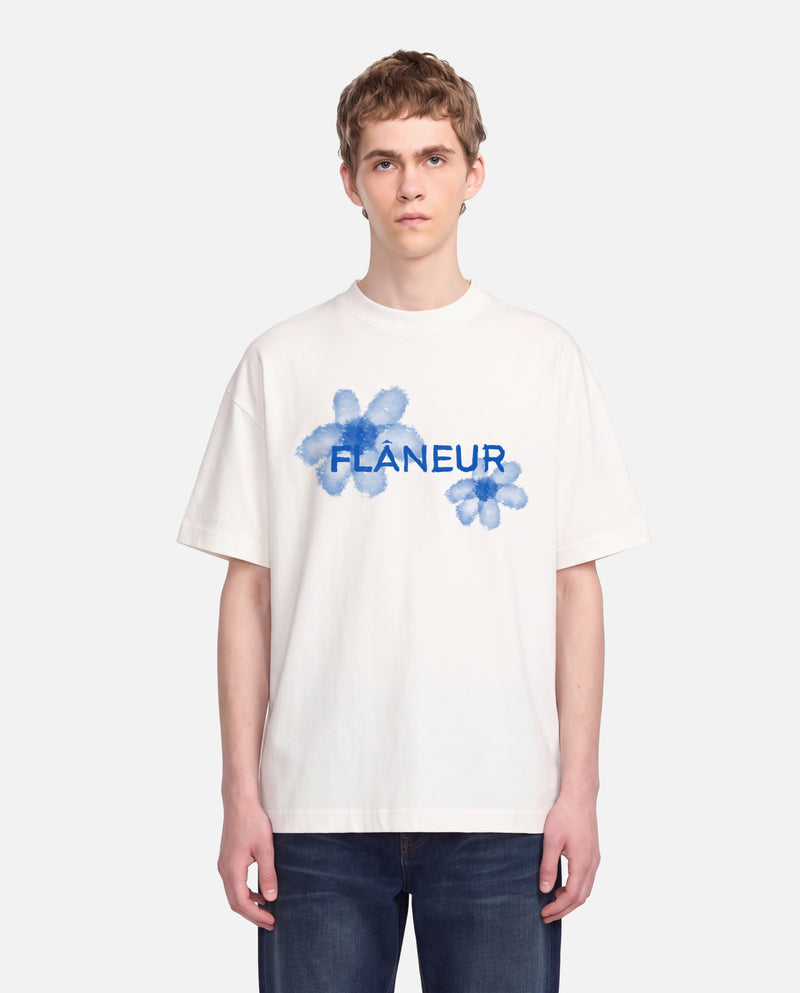 Floral Watercolor T-shirt | White/Blue