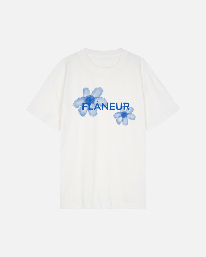 Floral Watercolor T-shirt | White/Blue