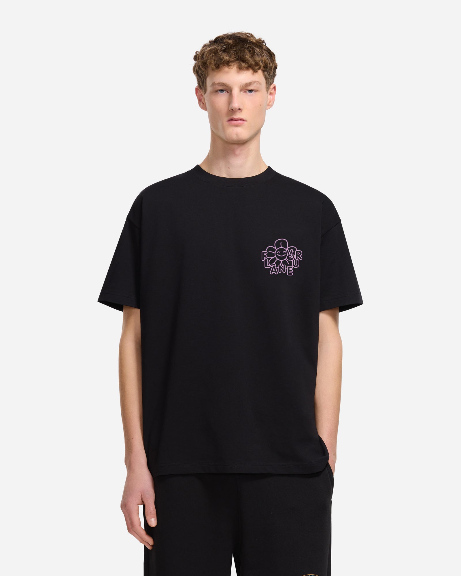 Happy Flower T-Shirt | Black/Pink