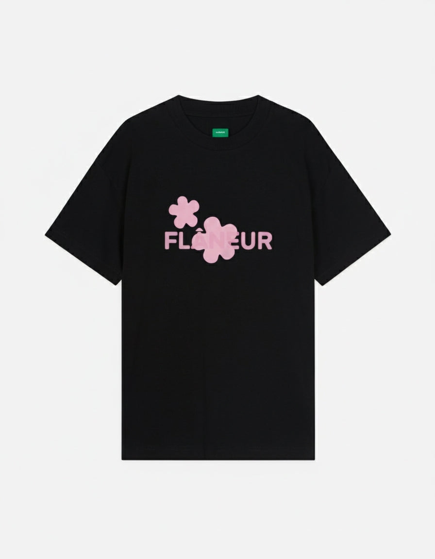 Organic Flower T-Shirt | Black/Pink