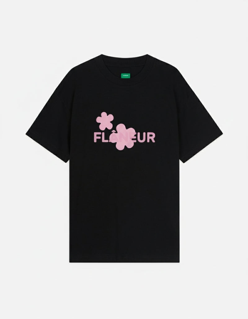 Organic Flower T-Shirt | Black/Pink