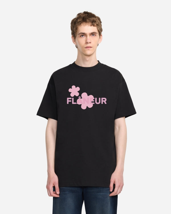 Organic Flower T-Shirt | Black/Pink