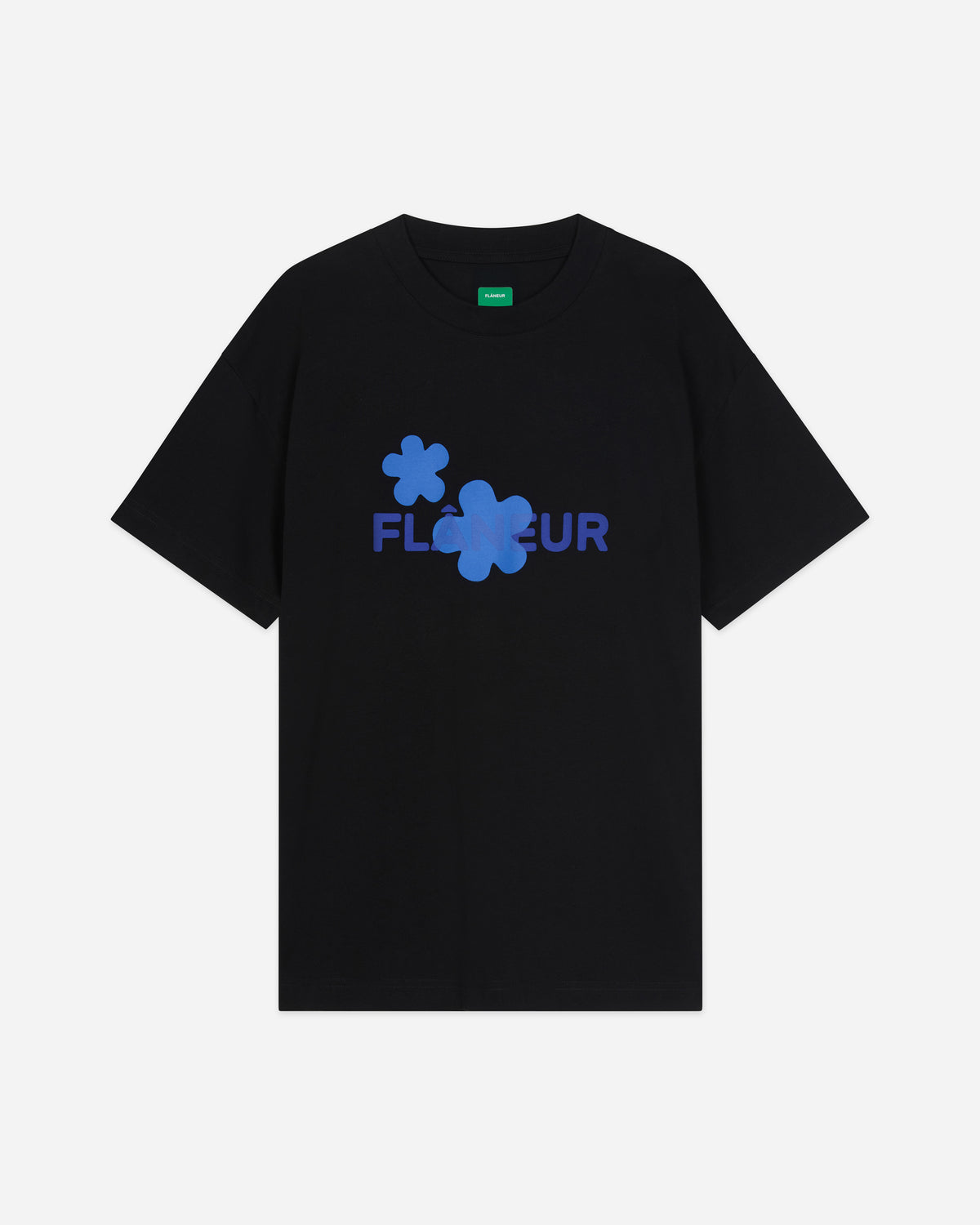 Organic Flower T-Shirt | Black/Blue