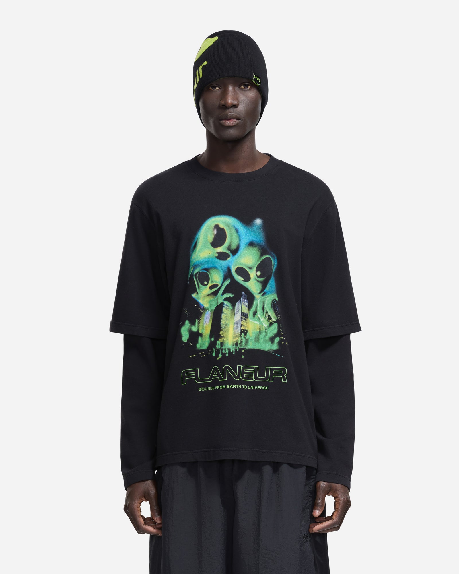 City Aliens Layered Long Sleeve | Washed Black
