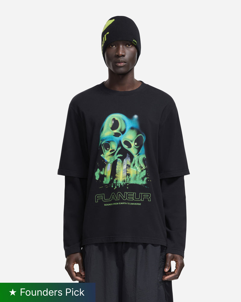 City Aliens Layered Long Sleeve | Washed Black