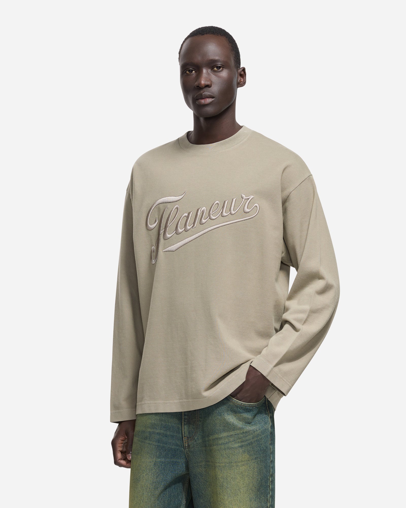 Embroidered Logo Long Sleeve | Army Green