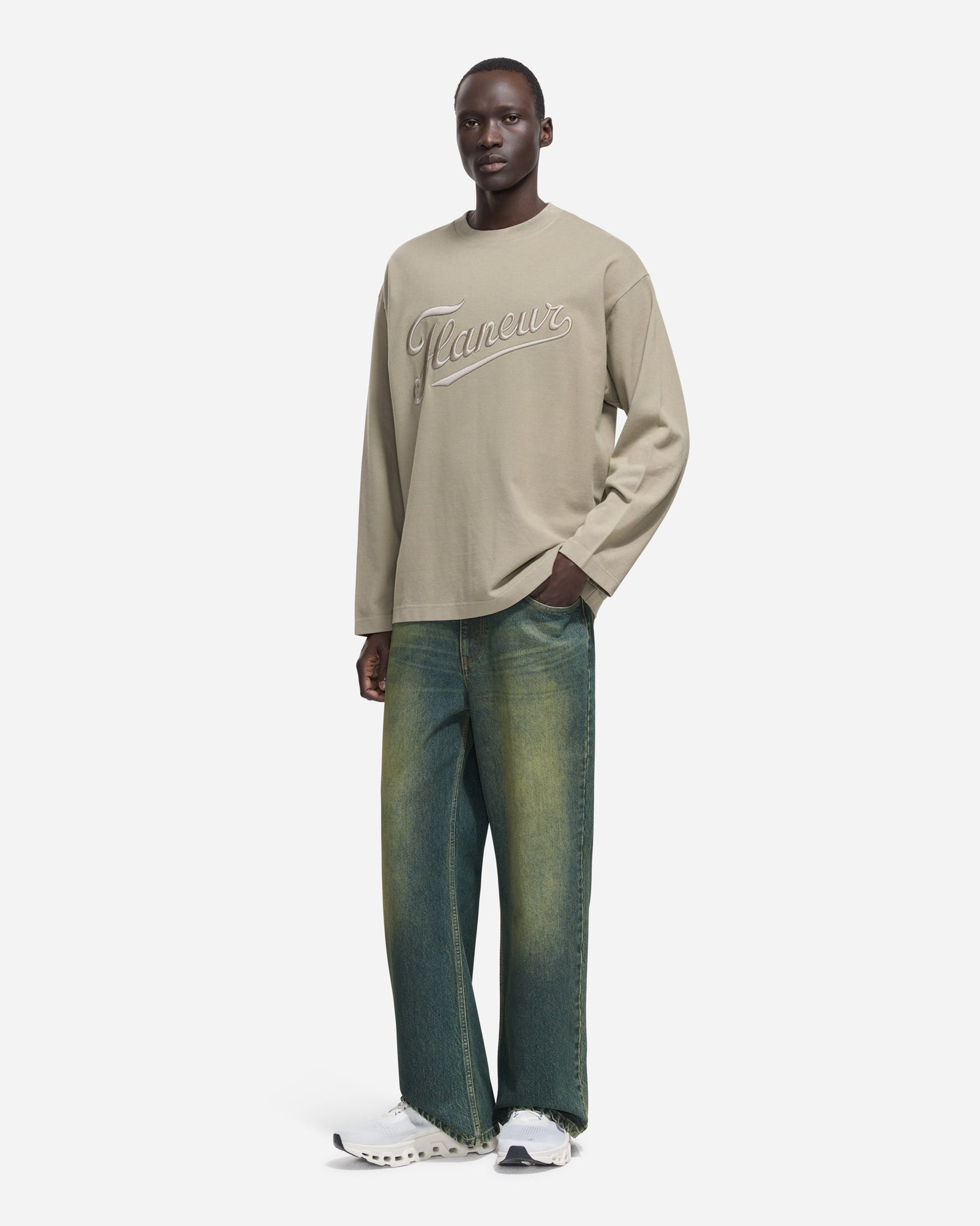 Embroidered Logo Long Sleeve | Army Green