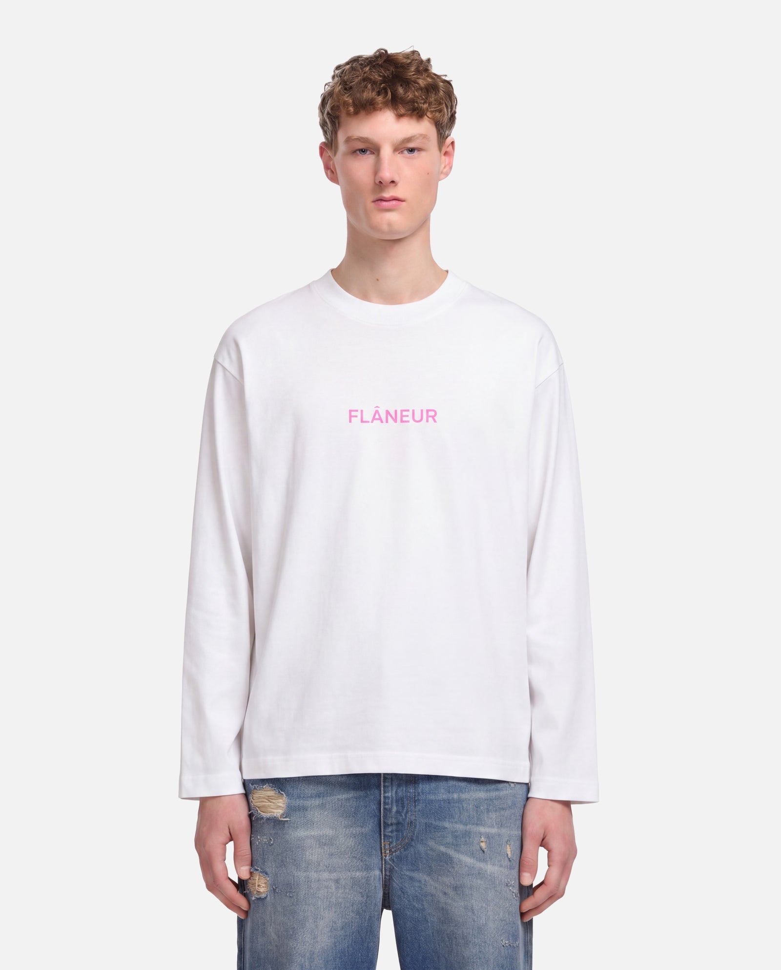Box Logo Long Sleeve | White Pink